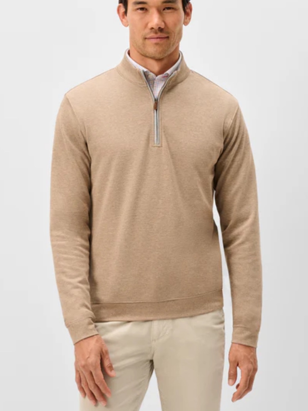 johnnie-O Tan Sully Quarter-Zip Pullover XL